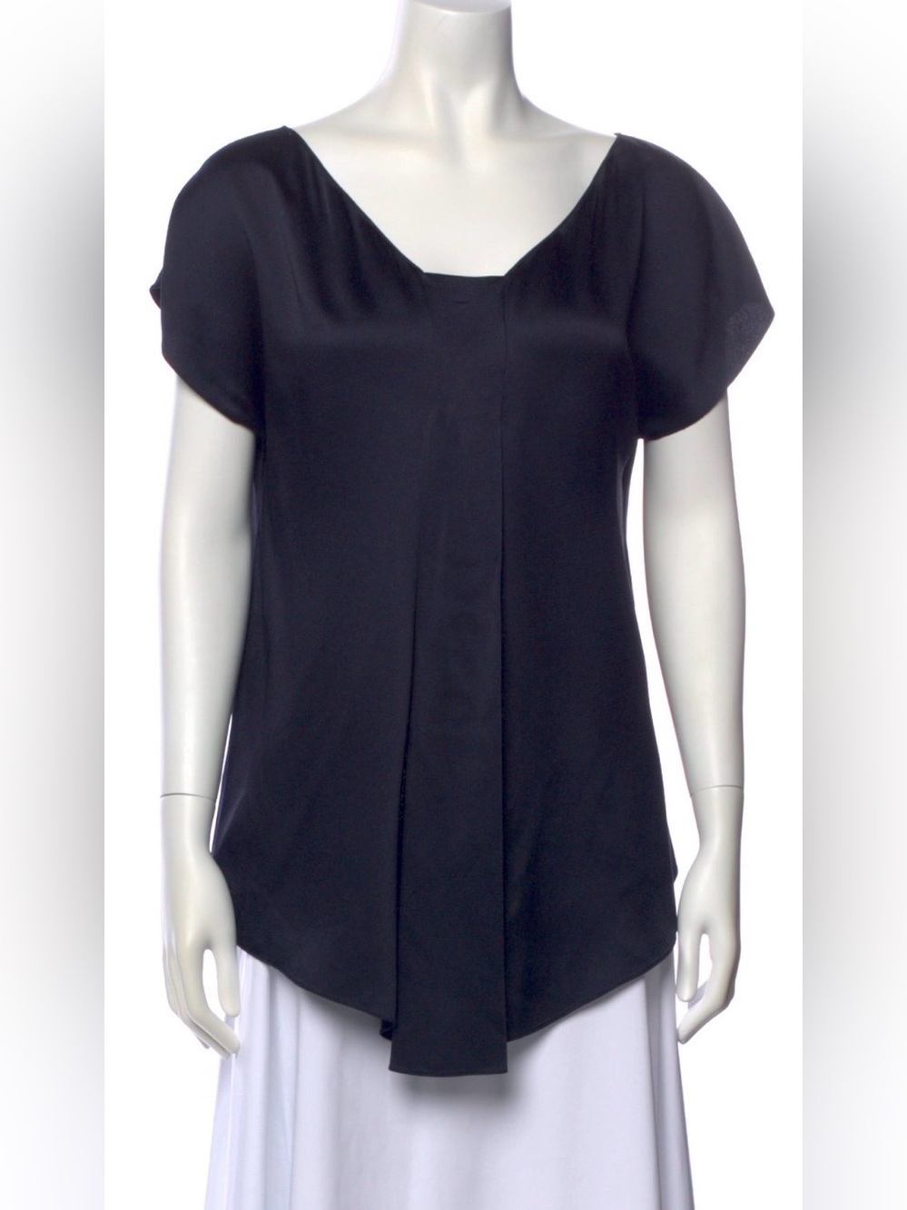 The Row Black Short-Sleeve Draped Blouse
